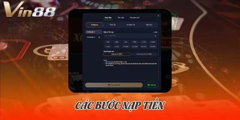 Các bước nạp tiền