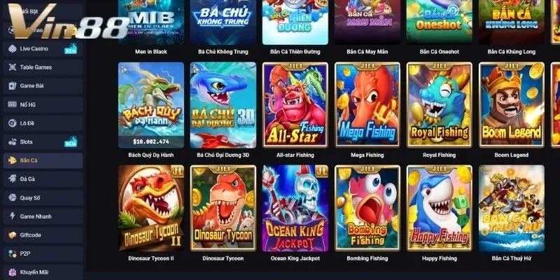 Điểm danh các game bắn cá Vin88 ăn khách nhất