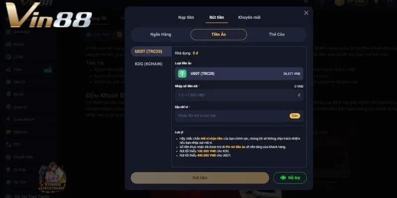 Hướng dẫn các bước rút tiền Vin88 nhanh chóng và chính xác