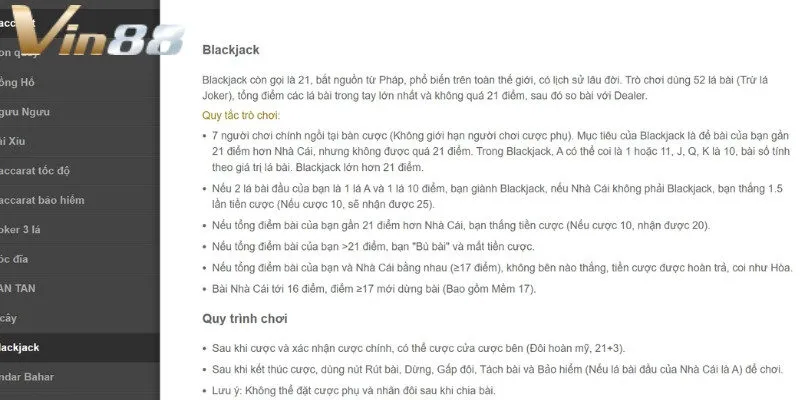 Luật lệ và các thuật ngữ của blackjack online